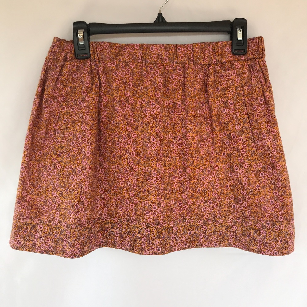 J. Crew Orange Purple Floral Skirt S